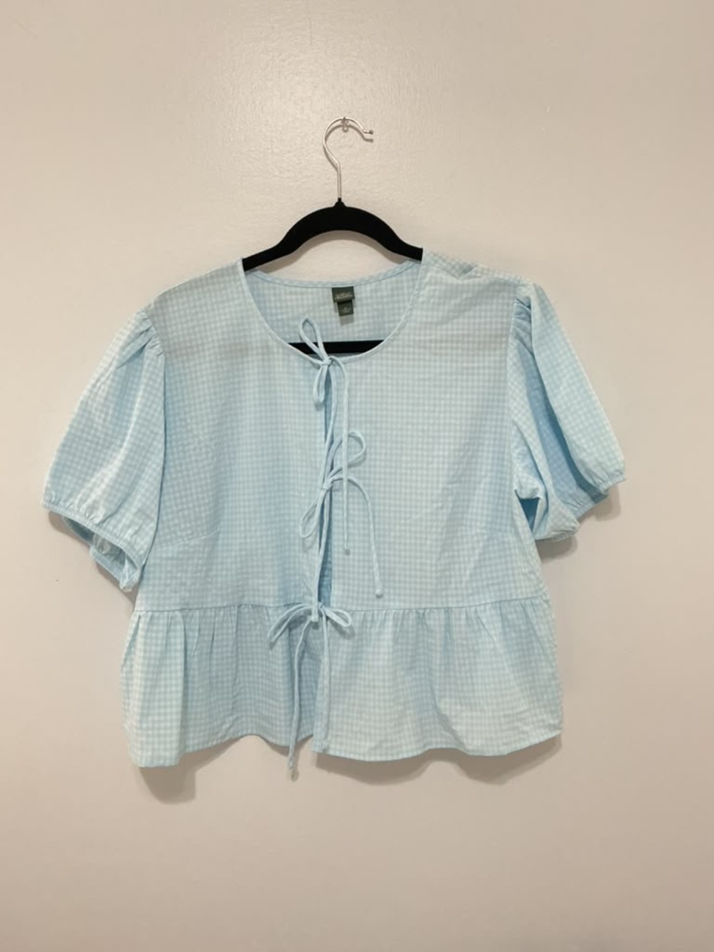 wild fable Light Blue Tie-Front Peplum Blouse - Picture 2 of 7